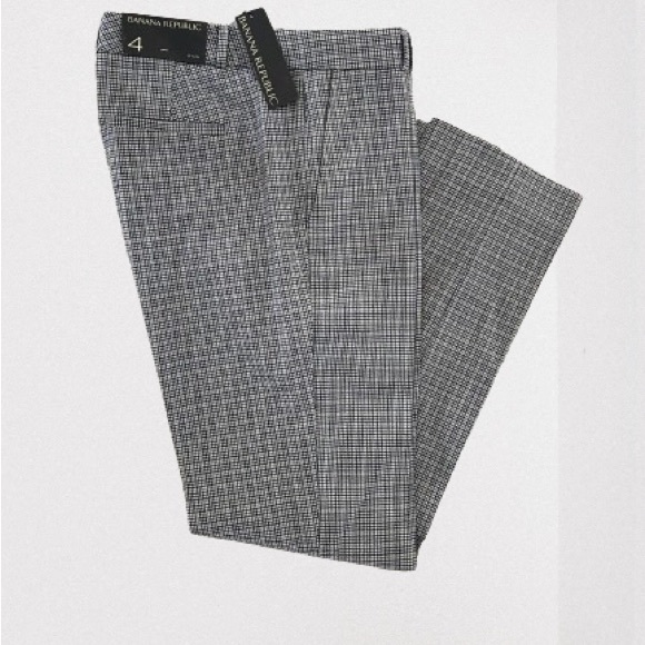 Banana Republic Ryan Lightweight Wool Pant Blue/Gray Plaid 4 - Picture 2 of 2